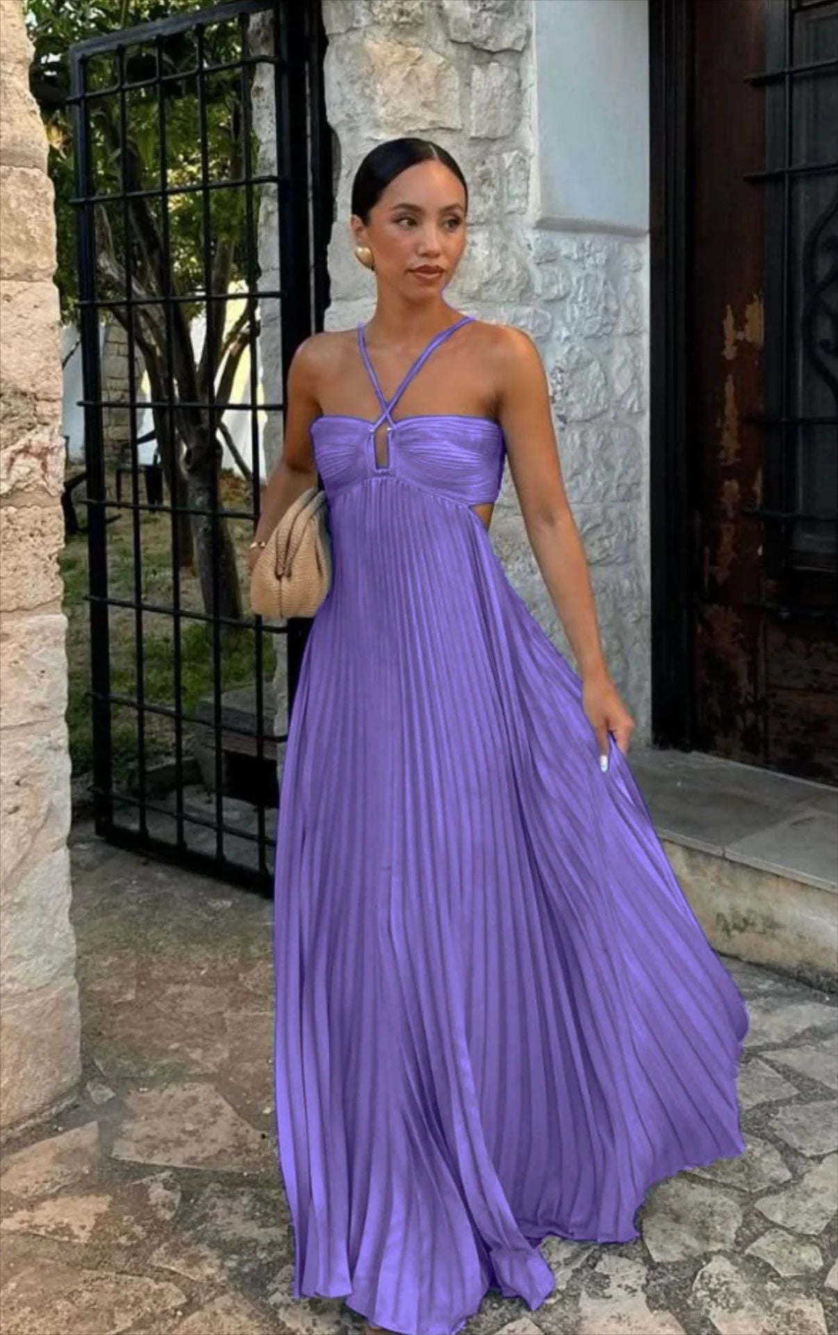 Halter Hollow Out Maxi Dress - HalleBeauty